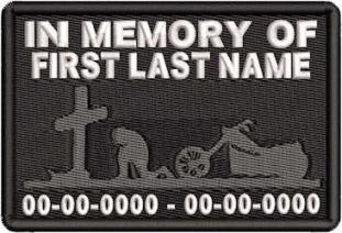 In Memory Of Patch - Cross and Motorcycle Rider Patch - NO SKY