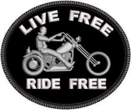 Live Free Ride Free 4in Oval Patch